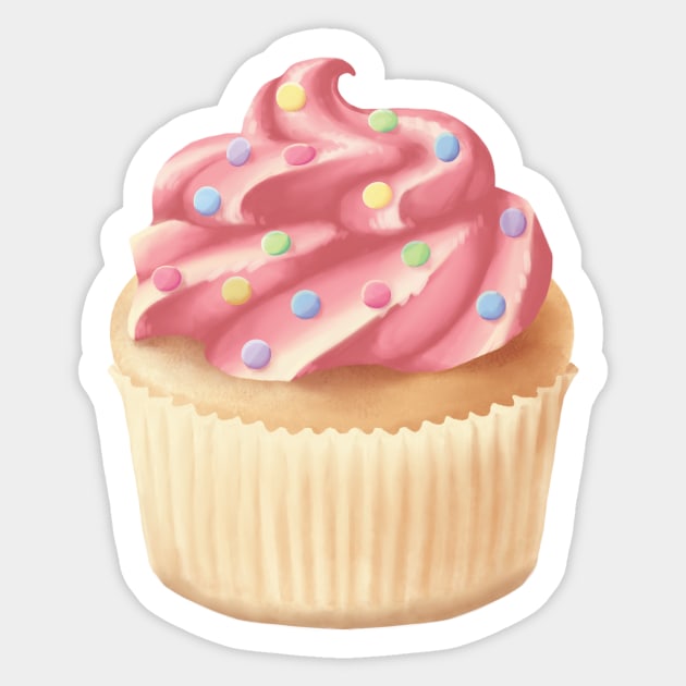 strawberry frosted cupcake Sticker by buttercreambear